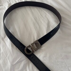 Salvatore Ferragamo Dark Brown Belt with Silver Buckle